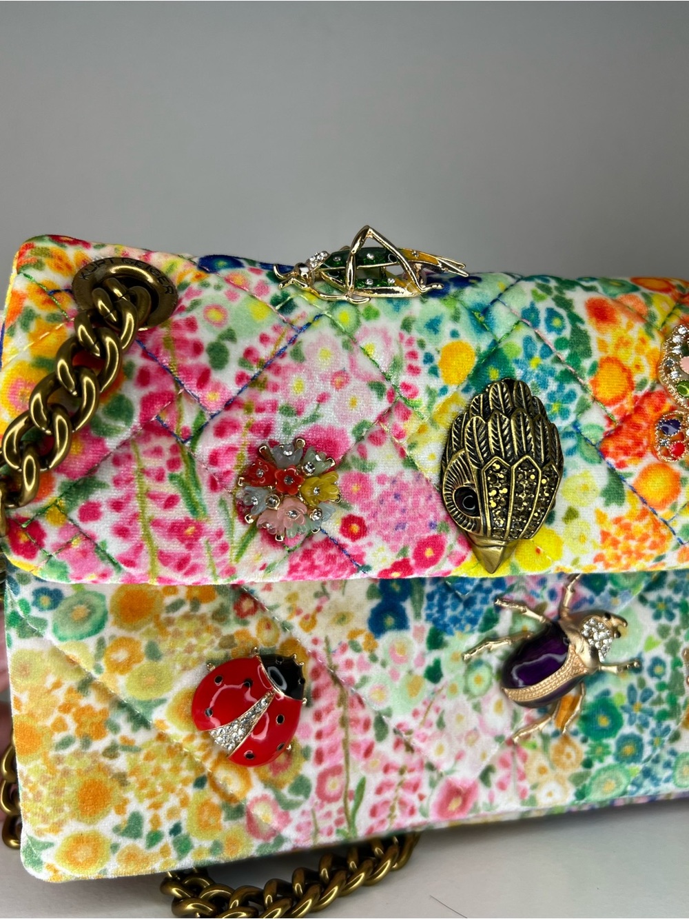EUC Kurt Geiger Bugs Floral Couture Crossbody Velvet - Picture 7 of 9
